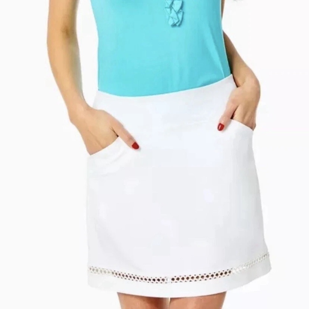 Lilly Pulitzer White Mini Skirt with Eyelet Hem